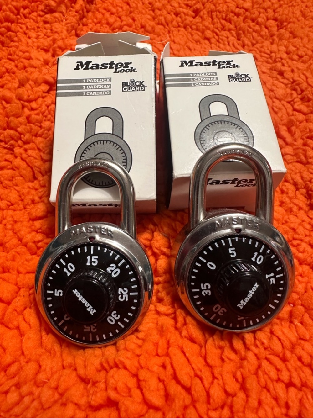 Chrome Combination Padlock - Black Dial (Set of 2)